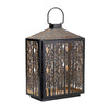 Metal Forest Lantern 16"H – Black Frame with Gold Detail