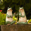 Set of 2 Outdoor Ceramic Frog Statues – Garden Decor