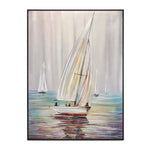 Modern Coastal Sailboat Wall Print –30" Blue Metal Wall Art by Melrose