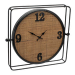Square Wall Clock Iron and Wood Rustic Decor – 19.5" SQ by Melrose