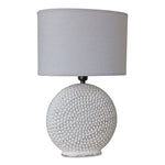Table Lamp Notched Ceramic Base White and Grey Modern Lighting - 26 " by Melrose