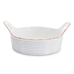 White Ceramic Decorative Bowls with Handles 11.5"– Set of 2 by Melrose