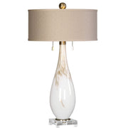 Contemporary white glass lamps by Uttermost for living room décor