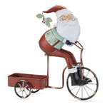 Santa Riding Bike with Wagon Figurine – Iron Christmas Decor 16.5"H by Melrose