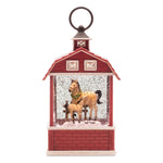 LED Horse Barn Snow Globe Red and White Holiday Scene – 11"H by Melrose
