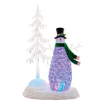 Rotating LED Snowman with Tree 15"H – Multicolor Holiday Decor by Melrose