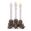 Winter LED Taper Candle Display with Pine Branches – 15.5"H