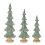 Glittered Pine Tree (Set of 3) Resin Tabletop Holiday Christmas Decor -14"H by Melrose