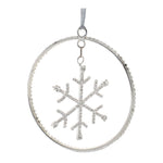 Snowflake Disc Christmas Ornaments Metal with Glass Beads Tree Décor-4" by Melrose