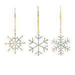 Jeweled Metal Snowflake Christmas Ornaments with Glass Beads Set of 12-3.5"H by Melrose