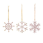 Snowflake Christmas Ornaments Set of 12 – Metal with Glass Beads – 3.5 " by Melrose