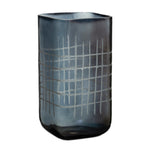 Candle Holder Vase Etched Blue Glass 9" Height Decorative Table Accent – by Melrose