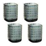 Candle Holder Set – Etched Blue Glass 4" Height Votive Candle Decor by Melrose