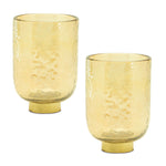 Glass Candle Holder Set Gold Finish with Metal Base 5.5" Height – Tabletop Decor by Melrose
