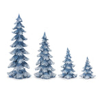 Set of 4 Snowy Blue White Finish Christmas Tabletop Tree 13" H Tabletop Holiday Decor by Melrose