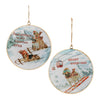 Christmas Ornaments Sled and Ski Dogs Iron Disc 6" Height Set of 6 by Melrose