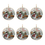 Christmas Ornaments Snowman and Deer Iron Disc 5.75" Height Set of 6 by Melrose