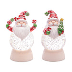 Christmas LED Snow Globe Set Santa With Peppermint Tree – 7.5in by Melrose