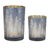 Christmas Glass Candle Holder – Blue Gray Winter Style – 6.75" H – Christmas Table Decor – by Melrose