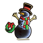 Snowman with Wreath Ekkolight Acrylic 23.5"H Holiday Infinity Light Decor Statue by Melrose