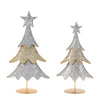 Jeweled Metal Christmas Tabletop Trees In Gold And Silver