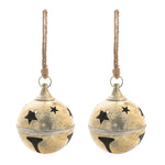 Gold Finish Distressed Metal Bell Set 10.5" H Christmas Hanging Ornaments Set of 2 by Melrose