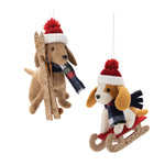 Ski And Sled Dog Ornaments Plush Polyester – 7" Christmas Tree Decor by Melrose