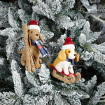 Plush Ski Dog Christmas Ornaments