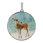 Christmas Woodland Disc Ornaments Iron Deer Scene 6.25"H Set of 12 by Melrose
