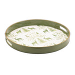 Plastic Winter Tray Round Deer and Pine Tree Print – 13.5in by Melrose