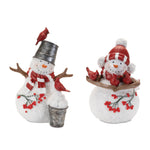 Holiday Christmas Snowman Figurines Cardinal Accent Resin Decor 9.75"– Set of 2 by Melrose