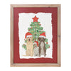 Framed holiday dogs and Christmas tree wall art