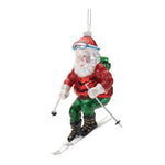 Christmas Whimsical Skiing Santa Ornaments Glass Tree Decor – Set of 6, 4.5" by Melrose