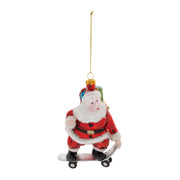 Playful Skateboarding Santa Glass Ornament Set (6 Count), 5.5