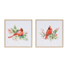 14"SQ Framed Winter Cardinal Wall Art, Set of 2