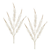 Christmas Beaded Fern Spray (Set of 2) – Gold Decorative Stem – 34.5