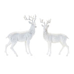 Winter Woodland Deer Statues – White Resin Holiday Christmas Decor 17" by Melrose