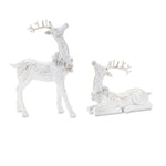Holiday Christmas Deer Figurines 7"– Whitewashed Resin Set of 4 by Melrose