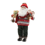 Santa with Snowshoes Red White Fabric Plastic 19 Inch Floor Figurine by Melrose