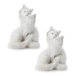 Winter Fox Couple Polyresin Figurine Set White Finish 8 Inch Seasonal Decor by Melrose