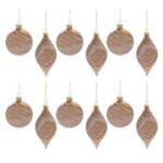 Iridescent Swirl Glass Holiday Ornaments Set of 12 Gold Iridescent Finish by Melrose