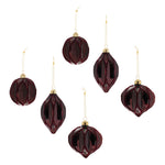 Christmas Assorted Glass Ornament (Set of 6) Red & Gold Velvet 5" H By Melrose