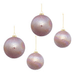 Iridescent Beaded Glass Holiday Ball Ornaments Set of 4 Pink Iridescent Finish by Melrose
