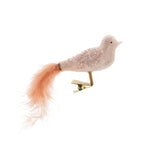 Feathered bird ornament with gold clip