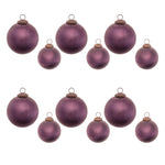 Frosted Glass Ball Ornament Set Glass 4"D Plum Purple by Melrose