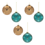 Geometric Glittered Glass Christmas Ball Ornaments Set of 6 4 Inch Glam Decor by Melrose