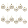 Christmas Glam Ornament Set (Set of 12) – Gold & Silver Beaded – 3.5" – By Melrose