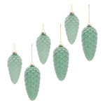 Frosted Glass Pine Cone Christmas Ornaments Set of 6 Green 5.5 Inch by Melrose