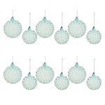 Hobnail Glass Ball Ornament Set of 12, 4 Inch Blue Green Holiday Decor by Melrose