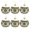Christmas Tree Ornament Set (Set of 6) – Red & Green Frosted Glass – 4.25" – By Melrose